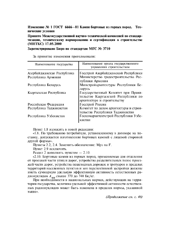 Изменение №1 к ГОСТ 6666-81