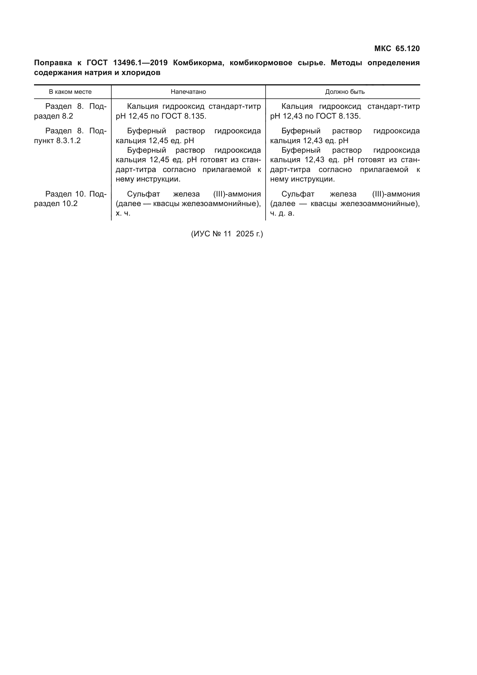 Поправка к ГОСТ 13496.1-2019