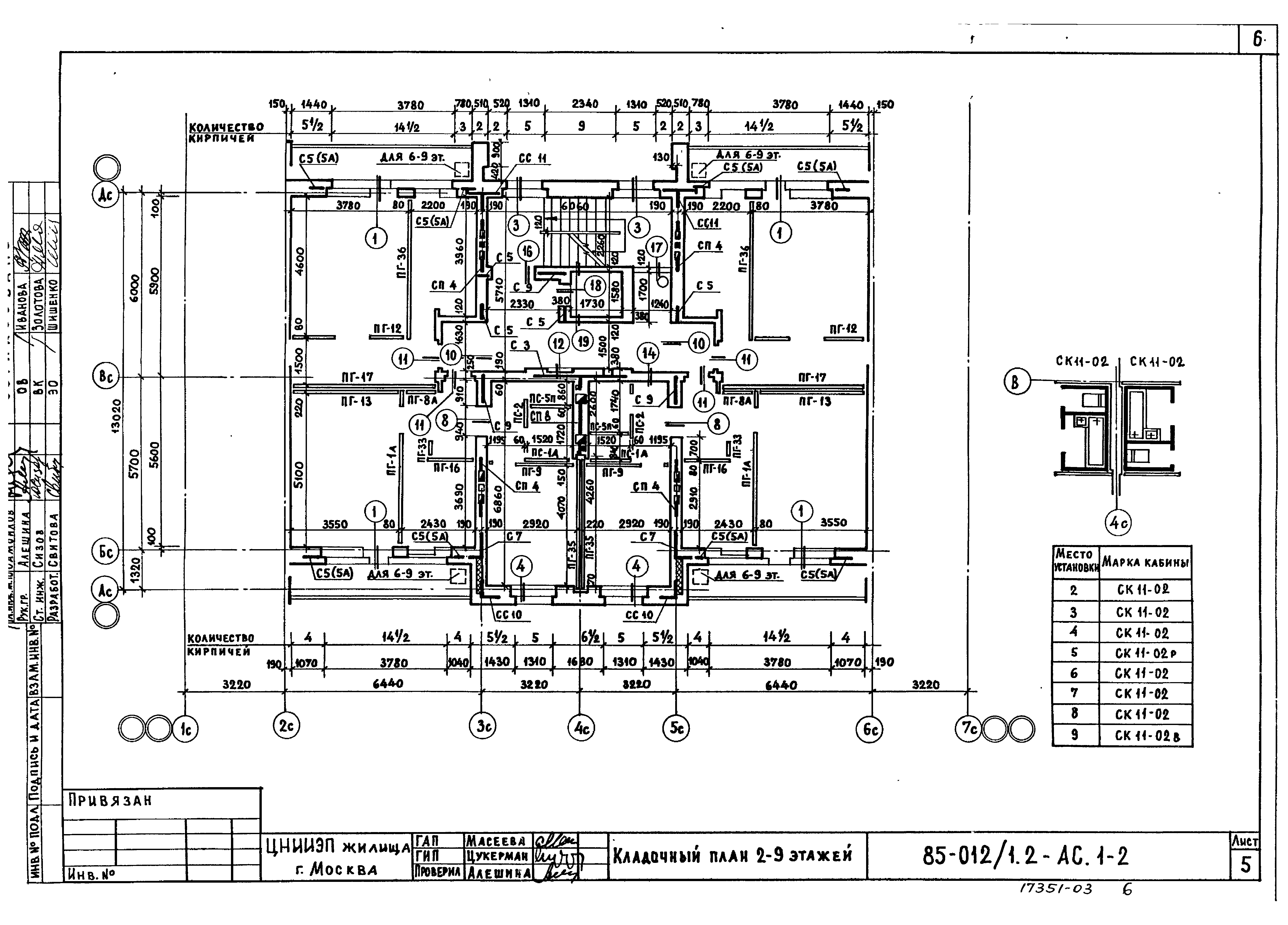 Скачать Типовой проект 85-012/1.2 АС.1-2. Архитектурно-строительные решения  выше отм. 0.000. Фасад 2