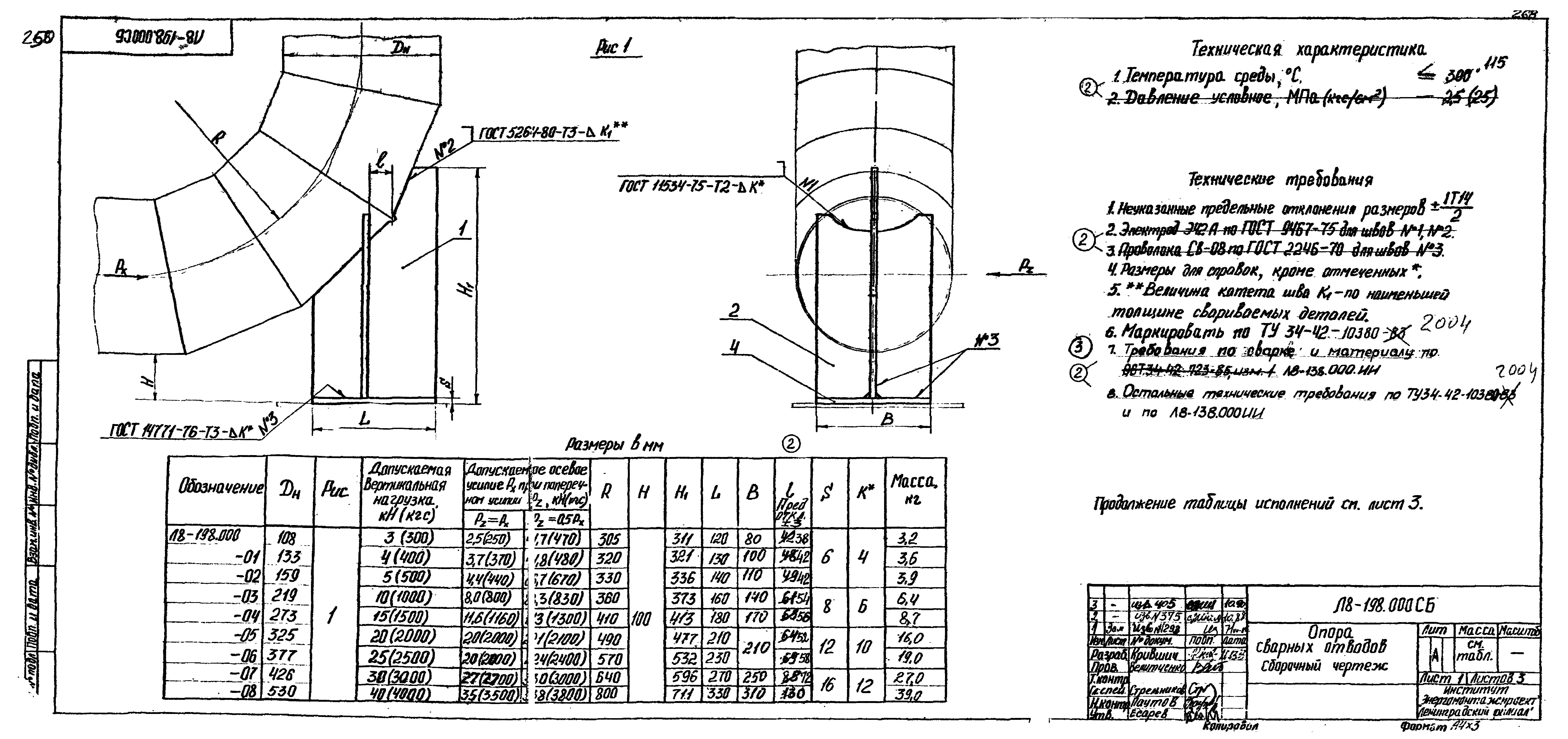 Л8-198.000 опоры сварных отводов рабочие чертежи