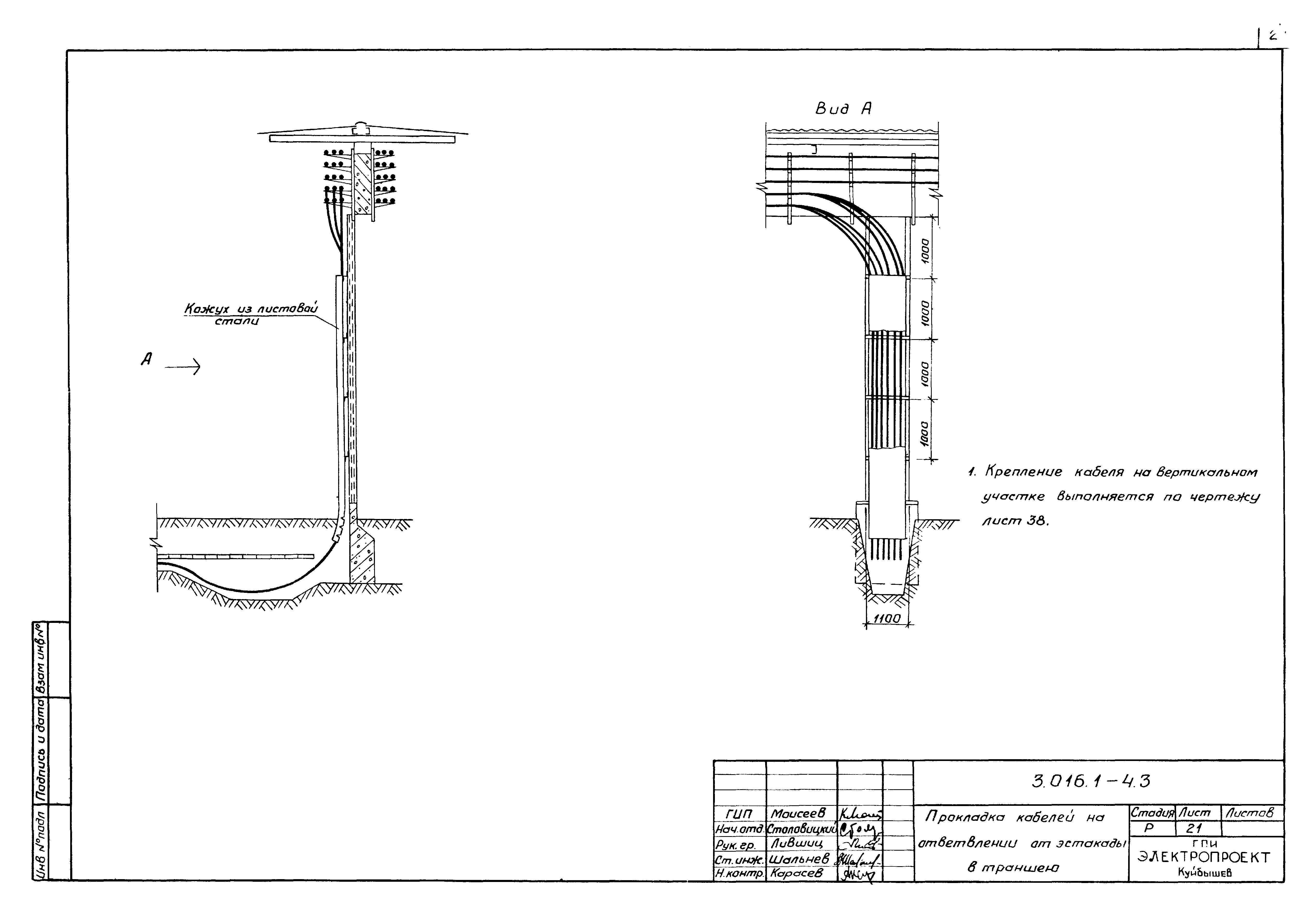 Типовой узел выхода кабеля с лооткп