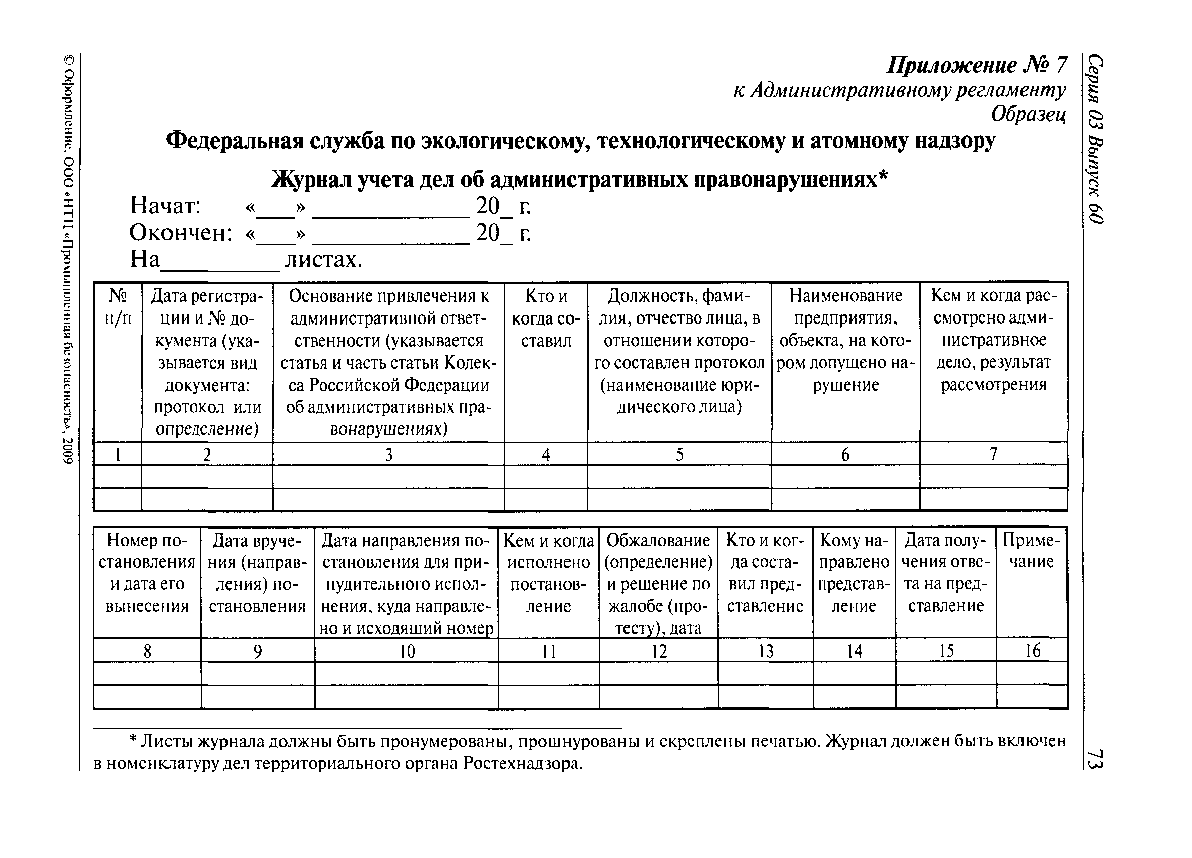 Образец журнал учета протоколов